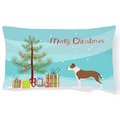 Carolines Treasures Carolines Treasures BB8487PW1216 Pit Bull Terrier Christmas Canvas Fabric Decorative Pillow BB8487PW1216